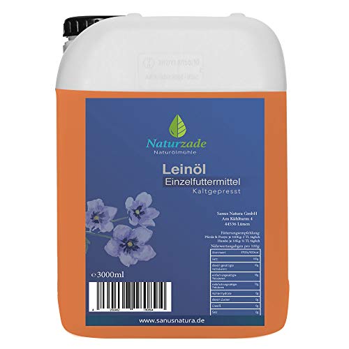 Naturzade Leinöl 3 Liter Premium Qualität 100% rein, kaltgepresst für Pferde & Hunde von Naturzade