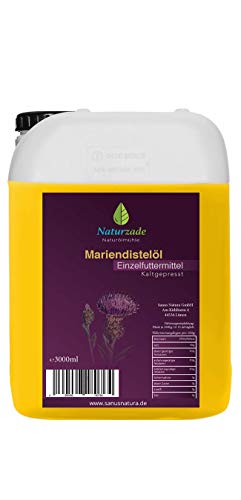 Naturzade Mariendistelöl Einzelfuttermittel Pferde (kaltgepresst) 3 Liter Kanister von Naturzade