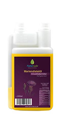 Naturzade Mariendistelöl Einzelfuttermittel Pferde Tiere (kaltgepresst) 1 Liter Dosierflasche von Naturzade