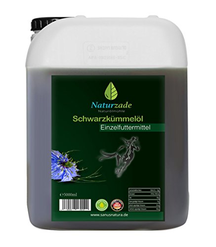 Naturzade Schwarzkümmelöl für Pferde & Hunde, 5 Liter, kaltgepresst mühlenfrisch direkt vom Hersteller von Naturzade