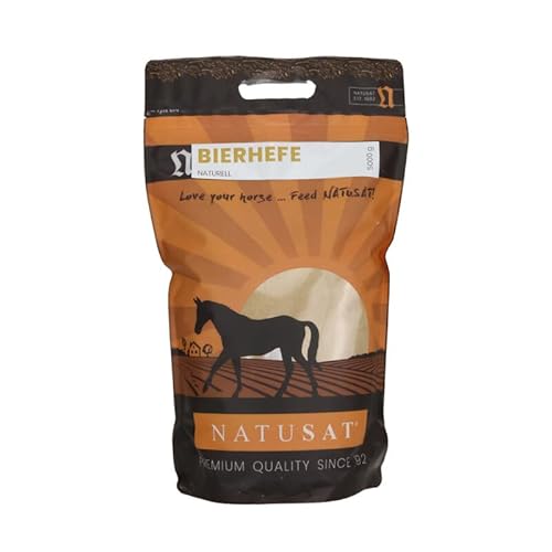NATUSAT Bierhefe Naturell Pulver - reines Naturprodukt ohne Zusätze für Pferde und Hunde, Ergänzungsfutter für glänzendes Fell und kräftige Haut - reich an B-Vitaminen (5 kg) von Natusat