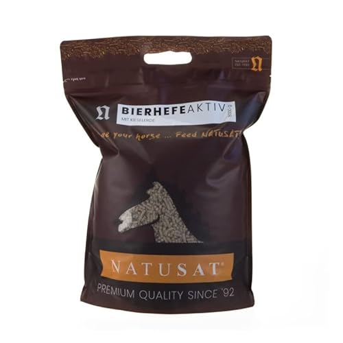 NATUSAT Bierhefe aktiv Pellets - Ergänzungsfutter für Pferde, für die Fell- & Hufpflege, Unentbehrlich im Fellwechsel, glänzendes Fell (8 kg) von Natusat