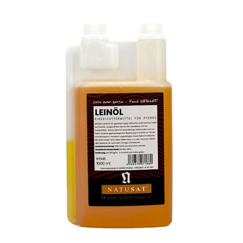 NATUSAT Leinöl - kaltgepresst, reich an Omega 3 & 6, Ergänzungsfutter für Pferde, Fellwechsel (1000 ml) von Natusat