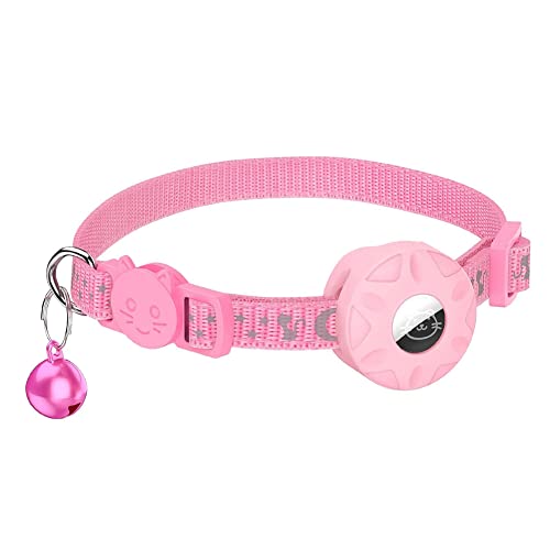 Naugan für Air Tag, reflektierend für mit Sicherheitsschnalle und wasserdichter Halterung in 3/8 Zoll Breite, Pink von Naugan