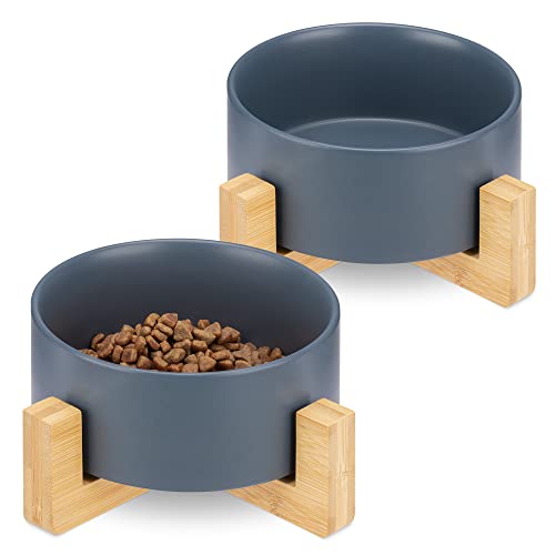Navaris 2X Futternapf Katze mit Bambus Halter - Futterstation 2X Keramiknapf für Katzen Hunde - Keramik Fressnapf Set Futterbar - Katzen- & Hundenapf Navaris 2X Futternapf Katze mit Bambus Halter - Futterstation 2X Keramiknapf für Katzen Hunde - Keramik Fressnapf Set Futterbar - Katzen- & Hundenapf von Navaris