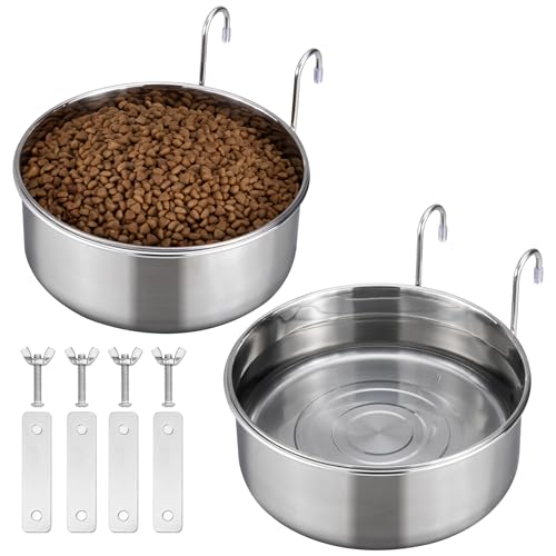 Navaris 2X hängender Hundenapf erhöht - Ø18cm Futternapf Set für Hund - 2er Set hängender erhöhter Hundenapf - 2er Pack Fress Napf zum Anhängen für Gitter und Käfig von Navaris