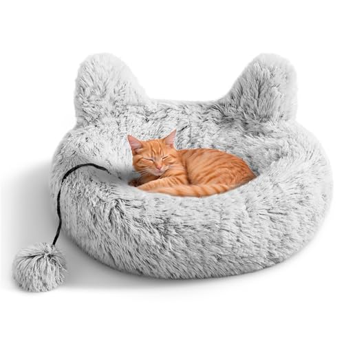 Navaris Donut Katzenbett mit Ohren und Spielzeug - maschinenwaschbarer Katzenkorb - herausnehmbares Katzenkissen - Katzen Bettchen flauschig - Design Katzen Bett Navaris Donut Katzenbett mit Ohren und Spielzeug - maschinenwaschbarer Katzenkorb - herausnehmbares Katzenkissen - Katzen Bettchen flauschig - Design Katzen Bett von Navaris