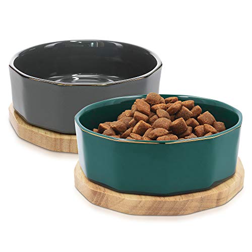 Navaris Fressnapf Futternapf Set aus Keramik - 2X Hundenapf Katzennapf Futterschale mit Unterlage aus Eichenholz - Fressnäpfe für Hunde und Katzen Navaris Fressnapf Futternapf Set aus Keramik - 2X Hundenapf Katzennapf Futterschale mit Unterlage aus Eichenholz - Fressnäpfe für Hunde und Katzen von Navaris