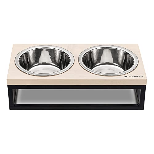 Navaris Futternapf Katze mit Halterung - Futterstation Set Eisennapf für Katzen Hunde - Eisen Fressnapf Set Futterbar mit Holz Edelstahl Halter Navaris Futternapf Katze mit Halterung - Futterstation Set Eisennapf für Katzen Hunde - Eisen Fressnapf Set Futterbar mit Holz Edelstahl Halter von Navaris