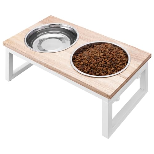 Navaris Futterstation Hund erhöht - 800 ml - Hundenapf Napfset Metall - Hundenapf erhöht für Wasser und Futter - Mikrowellen- und Spülmaschinenfest - Faltbar von Navaris