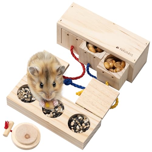 Navaris Hamster Spielzeug - Interaktives Holzspielzeug für Kaninchen - 2er Set Hölzerne Leckereien-Spender Mit Futter Navaris Hamster Spielzeug - Interaktives Holzspielzeug für Kaninchen - 2er Set Hölzerne Leckereien-Spender Mit Futter von Navaris