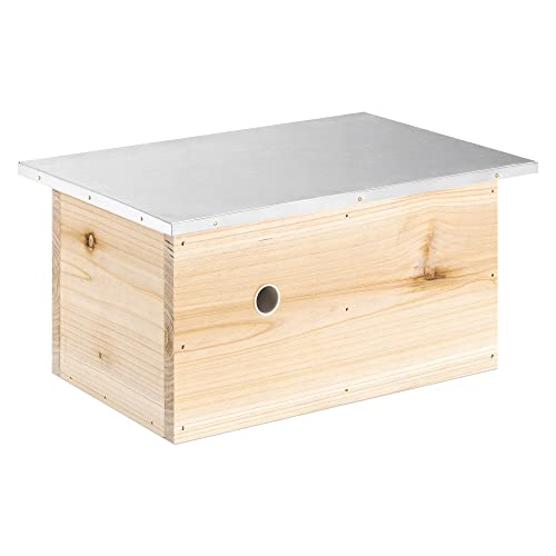 Navaris Hummelhaus aus Holz und Metall - 30x20x14,5cm Hummelkasten - Garten Nistkasten Insektenhotel für Hummeln - Nisthilfe Hummelhotel Hummelkiste von Navaris