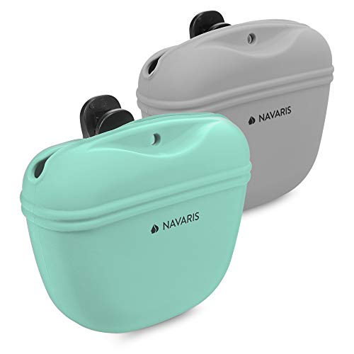 Navaris Hunde Futterbeutel aus Silikon 2er Set - 2X Snackbeutel mit Clip und Magnet - Futtertasche Leckerlis Trockenfutter Nassfutter von Navaris