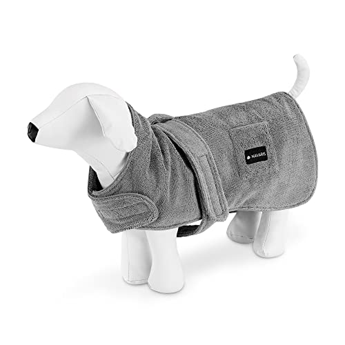 Navaris Hundebademantel Hundehandtuch - Handtuch für Hund mittelgroß - Träger verstellbar mit Klettverschluss - Hunde Bademantel weich bequem von Navaris
