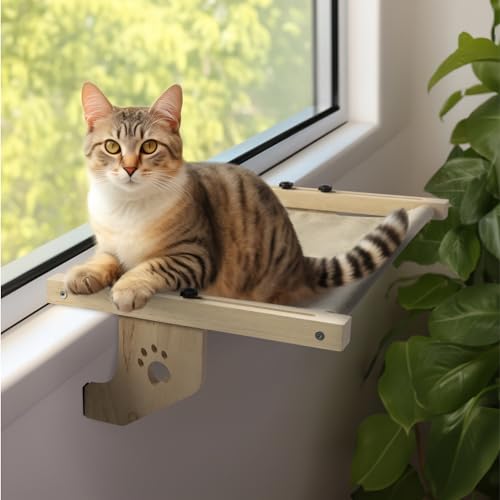 Navaris Katzen Hängematte für Fensterbank - gemütliche Liegematte - Fensterplatz Katzenliege - Fensterbankliege für bis zu 14 kg - Katzenbett Montage ohne Werkzeug von Navaris