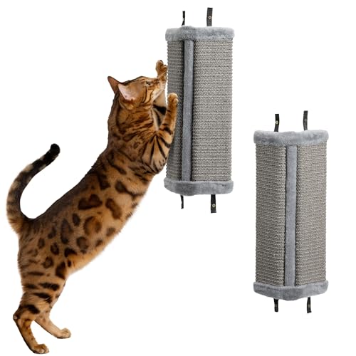 Navaris Wandmontierte Kratzbretter Katze - Set von 2 - Grau - Kratzbrett mit 4 Nylonriemen - Schützt Tapeten - Ideal für Ecken - Katzen Kratzbrett - Kratzbrett Katze Navaris Wandmontierte Kratzbretter Katze - Set von 2 - Grau - Kratzbrett mit 4 Nylonriemen - Schützt Tapeten - Ideal für Ecken - Katzen Kratzbrett - Kratzbrett Katze von Navaris