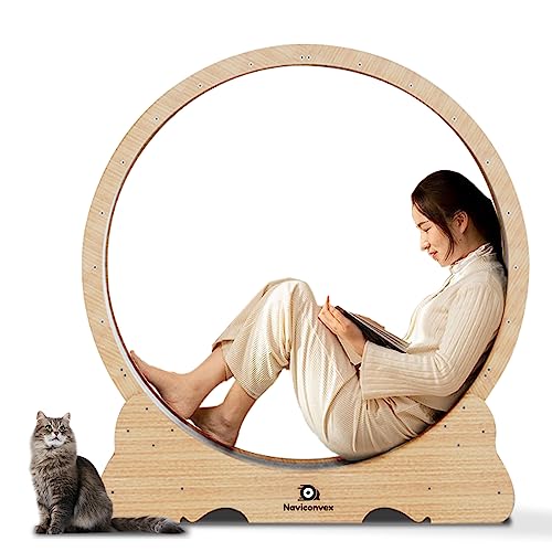 Naviconvex Katzenlaufrad XXL Durchmesser 135cm laufrad Katze Laufen Laufrad Katze Laufen Super Leise Katzen Laufrad Laufrad für Katzen Laufrad Katze Katzenrad Katzenlaufrad XXL Holzfarbe von Naviconvex