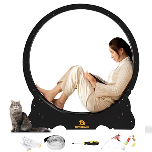 Naviconvex katzenlaufrad 113 cm laufradsuper leise für Katzen katzenrad XL Indoor Katzenlaufrad XL von Naviconvex