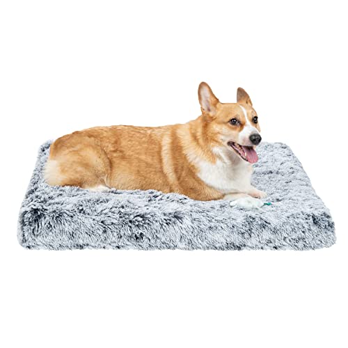 Navitoo Hundebett, Waschbar Hundekissen flauschig, Langer Plüsch, rutschfeste Unterseite, Atmungsaktiv, Hundebett Kleine Hunde, Grau (75 * 48 * 9cm) von Navitoo