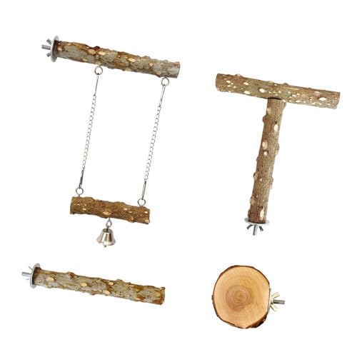 4-teiliges Papageien-Sitzstangenspielzeug-Set aus Naturholz, inklusive Schaukelplattform und Kletterzubehör für Vögel, Spielzeug-Set mit Schaukel und Plattform 4-teiliges Papageien-Sitzstangenspielzeug-Set aus Naturholz, inklusive Schaukelplattform und Kletterzubehör für Vögel, Spielzeug-Set mit Schaukel und Plattform von Navna