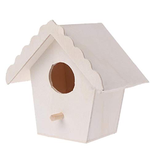 Vogelhaus aus Holz, für den Außenbereich, klein, für den Außenbereich, handgefertigt, mit Loch und Sitzstange von Navna