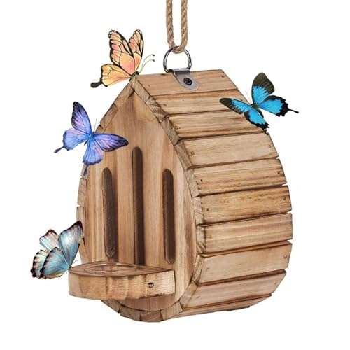 Wetterfestes Schmetterlingshaus mit Futterstation aus Naturholz Gartenhabitat für Wildtierschutz aus Holz Schmetterling Futterhaus von Navna