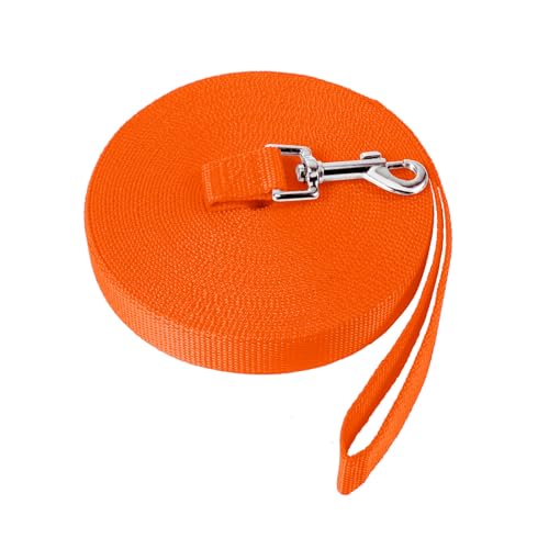 NavoX Trainingsleine für Hunde, 5 m, 10 m, 15 m, 20 m, 30 m, extra lange Leine, starke Nylon-Leine, robuster Haken für große, mittelgroße und kleine Hunde, Orange von NavoX