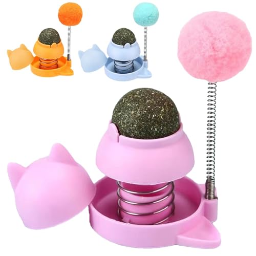 Katzenminze Ball,Katzenminze Balls Spielzeug Für Katze,Interaktive Katzenminzebälle Mit Frühlingsball,drehbare Katzen-Leckbälle, Essbar Und Gesund Für Die Reinigung Der Katzenzähne Für Ein Entspanntes von Nbbwwu