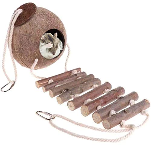 Nbbwwu Vogelhaus | Nest mit Holzleiter | Vogelnest in natürlicher Form für Vögel, Papageienhamster, Ratten Nbbwwu Vogelhaus | Nest mit Holzleiter | Vogelnest in natürlicher Form für Vögel, Papageienhamster, Ratten von Nbbwwu