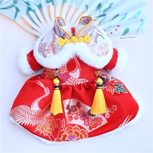 Haustieranzug im chinesischen Stil mit Quaste, für Katzen und Hunde, mit Fleece gefüttert, Kostüm, Neujahr, Festival, Outfit, rot, warm, bequem, Druckknopfverschluss, Größe S-2XL (XXL) von NbgrvB