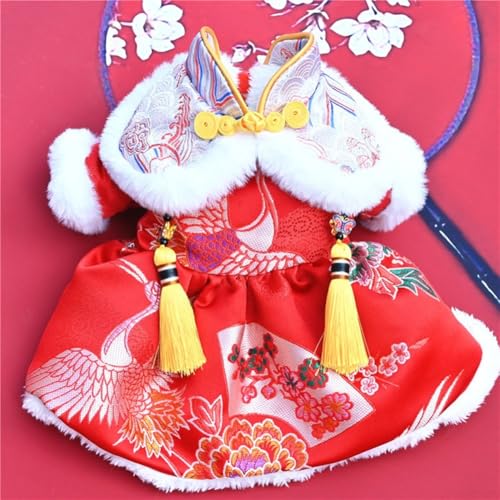 Haustieranzug im chinesischen Stil mit Quaste, für Katzen und Hunde, mit Fleece gefüttert, Kostüm, Neujahr, Festival, Outfit, rot, warm, bequem, Druckknopfverschluss, Größe S-XXL (XL) von NbgrvB