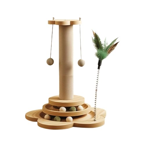 Hoher Kratzbaum,Sisal-Katzenkratzbaum | Kratzbaum mit Katzendrehscheibe - 4-in-1-Kätzchen-Kratzkratzer aus Sisal mit baumelndem Ball, interaktive Ballbahn zum Spielen mit Katzen Hoher Kratzbaum,Sisal-Katzenkratzbaum | Kratzbaum mit Katzendrehscheibe - 4-in-1-Kätzchen-Kratzkratzer aus Sisal mit baumelndem Ball, interaktive Ballbahn zum Spielen mit Katzen von Nbhuiakl