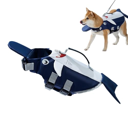 Hunde-Schwimmweste, Hai Hunde-Schwimmweste | Einstellbarer Cartoon-Haustier-Badeanzug | Bequemer blauer Hunde-Badeanzug für Hunde, Weste von Nbhuiakl