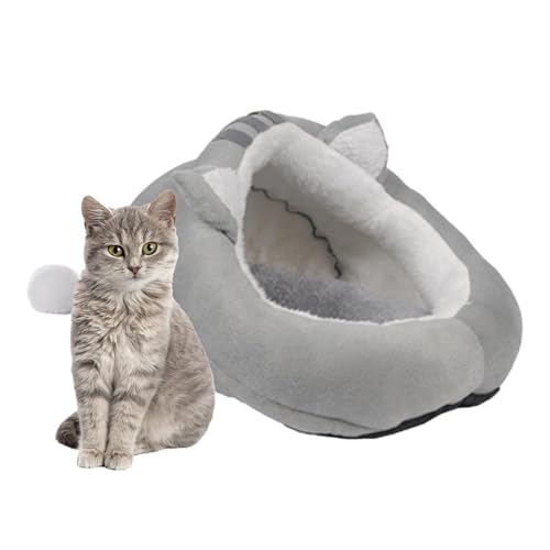 Katzenbett, Kissenbett für Hund, halbgeschlossenes Katzenhöhlenhaus, Schlafzelt für Katzen und Hunde, weiches und warmes halbgeschlossenes Katzenhöhlenhaus für den Innenbereich, Katzenhöhlen-Katzenhau von Nbhuiakl