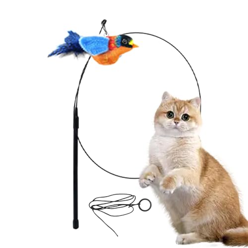 Katzenspielzeug mit Vögeln, Katzenspielzeug mit zwitschenden Vögeln - Katzenspielzeug mit natürlichen Federn - Interaktiver Katzenstab Ersatz mit Seil und Katzenspielzeug mit Vögeln, Katzenspielzeug mit zwitschenden Vögeln - Katzenspielzeug mit natürlichen Federn - Interaktiver Katzenstab Ersatz mit Seil und von Nbhuiakl