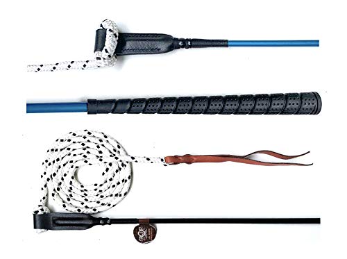 JA Horse Kontaktstock Training mit Seil für die Bodenarbeit 100 cm 120 cm Reitstick Finesse-Stick Carrot Stick Horseman Stick (120 cm, blau) von Nbrand