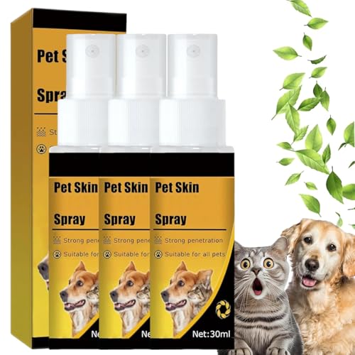 Nbzsmlkn Cassiel Pet, Cassiel Pet Skin Sprays, Cassiel Pet Spray Skin Für Hunde Und Katzen, Haustier-Hautspray, Natürliches Beruhigungsspray, Haustier-Hautpflegespray Für Alle Tiere (3 Stück) von Nbzsmlkn