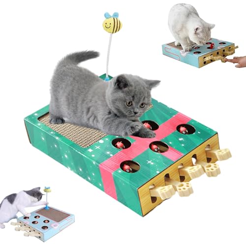 Nbzsmlkn Whack Attack Katzenspielzeug, Maulwurf-Spielzeu g Für Katzen, BeschäftigungsspielzeuFür Hauskatzen, Interaktiv Zum Krallenschleifen (Grün) von Nbzsmlkn