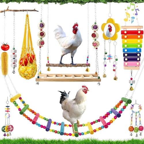 10 Stück Hühnerspielzeug Für Stallzubehör, Huhn Gemüse Spieß Obsthalter, Regenbogenschaukel, Hühnerspiegel Mit Glocken, Schaukelspielzeug, Geschenk Für Hühnerbesitzer Und Hühnerliebhaber 10 Stück Hühnerspielzeug Für Stallzubehör, Huhn Gemüse Spieß Obsthalter, Regenbogenschaukel, Hühnerspiegel Mit Glocken, Schaukelspielzeug, Geschenk Für Hühnerbesitzer Und Hühnerliebhaber von Nchdewui