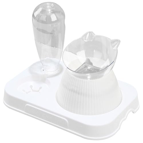 Nchdewui 2 In 1 FutterschüSsel Katze Hunde Und Trinknapf, Futternapf Katze Wasserspender Katzen FüR Katzen Und Kleine Hunde (White) von Nchdewui