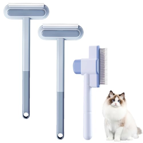 Nchdewui 2 Stück Tierhaarentferner mit Katzenbürste, 3 In 1 Pet Hair Remover, Tierhaarentferner Hunde Kleiderbürste (2 Tierhaarentferner + 1 Katzenbürste) von Nchdewui