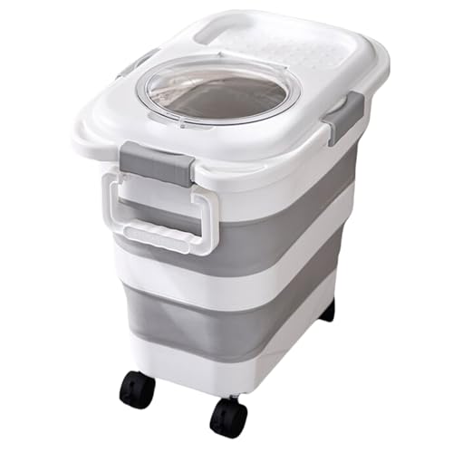 Nchdewui 45 L Hundefutter Aufbewahrung, Faltbarer Hundefutter Box Mit Deckel, Hundefutter Box Mit Rädern, Zusammenklappbarer futtertonne, Dog Food Container für Hundefutter und Katzenfutter (A) von Nchdewui