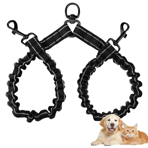 Nchdewui Doppelleine fur Zwei Hunde, Doppelleine Verstellbar 360°Drehbar Hundeleine für Zwei Hunde, für kleine, Mittlere und Große Hunde (B) von Nchdewui