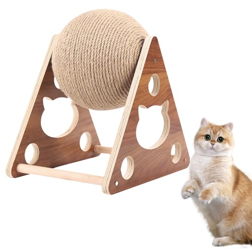 Nchdewui Dreieckiger Massivholzkatzenfangball, Drehbares Interaktives Holzkatzenspielzeug, Intellektuelles Katzenspielzeug (S) von Nchdewui