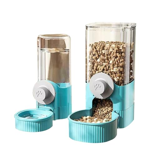 Nchdewui Futterautomat Katze, Haustier Automatischer Wasserspender, Automatisches Katzenfutter Und Wasserspender Set, Zur Fütterung Von Hund Und Katze (Blue) von Nchdewui