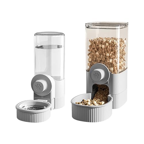 Nchdewui Futterautomat Katze, Haustier Automatischer Wasserspender, Automatisches Katzenfutter Und Wasserspender Set, Zur Fütterung Von Hund Und Katze (Grey) von Nchdewui