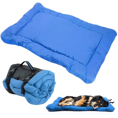 Nchdewui Hundebett Tragbares Matratze Wasserdicht, Faltbare wasserdichte Hundebett matratze, Hundereisedecke für Outdoor-Reisen, Sofa, Boden, Auto, Gras, 90x60cm (Blau) von Nchdewui