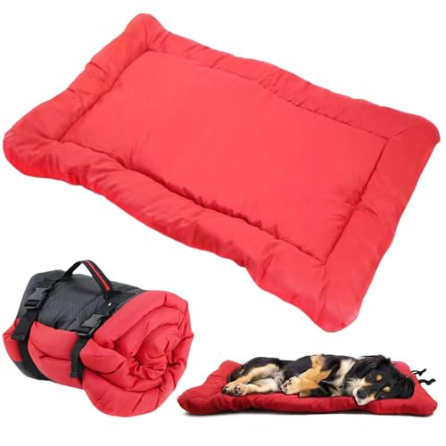 Nchdewui Hundebett Tragbares Matratze Wasserdicht, Faltbare wasserdichte Hundebett matratze, Hundereisedecke für Outdoor-Reisen, Sofa, Boden, Auto, Gras, 90x60cm (Rot) von Nchdewui