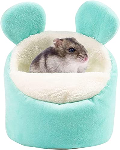 Nchdewui Kleintierbett Hamster, Multifunktionales Warmes Bett, rutschfest, tragbar, Schlafsack mit Abnehmbarer Matte, Kleintierbett Hamster, Tier Hamster Bett, Plüsch Hamsternest (Blue) von Nchdewui