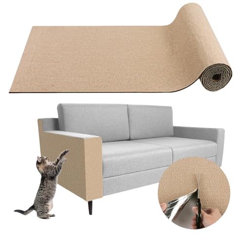 Trimmbare Selbstklebend Kratzteppich Katze Wand kratzschutz Sofa Katze Schutz Katzen kratzmatte Teppich bedeckt 40X200CM (Beige) von Nchdewui